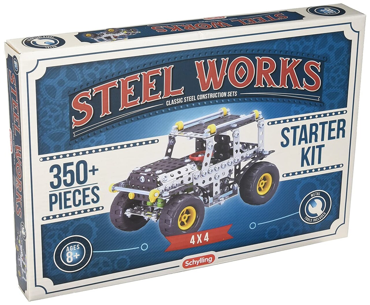 Schylling Steel Works Classic Steel Construction 4 x 4 Starter Set 350 Pieces